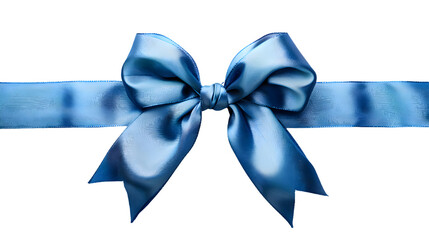 Blue silky bow isolated on transparent background