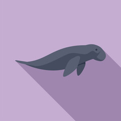 Minimalist illustration of a dugong swimming underwater