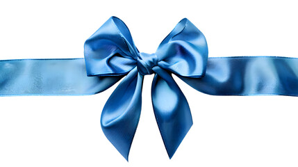 Blue silky bow isolated on transparent background