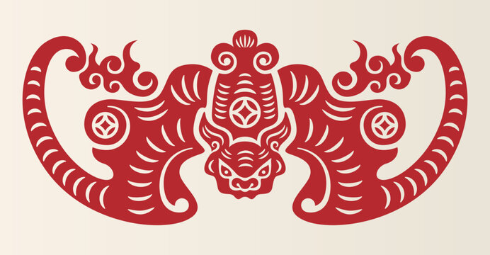 Chinese traditional paper cutting-bat.