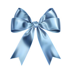 Blue silky bow isolated on transparent background