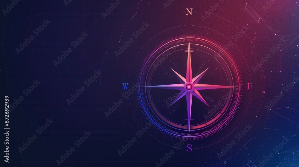 Aufkleber A minimalist compass with clear lines against a dark blue background, perfect for navigation apps and travel services. Generative AI