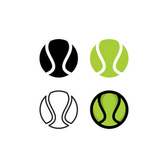 Tennis Ball Icon Set Vector Illustration. Ball Tennis Logo