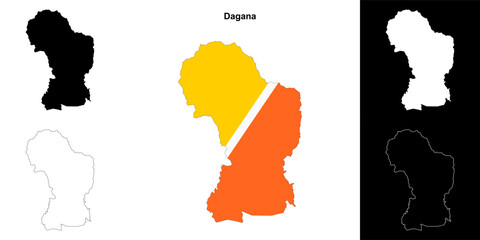 Dagana district outline map set