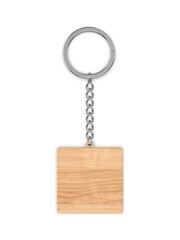 Blank square circular keychain ring blank template 3d illustration.