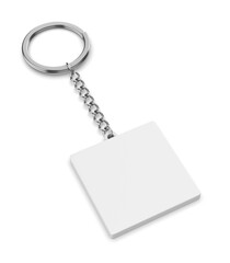 Blank square circular keychain ring blank template 3d illustration.