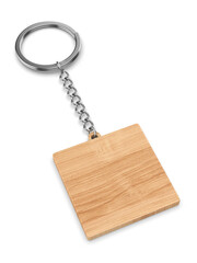 Blank square circular keychain ring blank template 3d illustration.