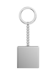 Blank square circular keychain ring blank template 3d illustration.