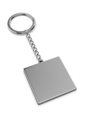Blank square circular keychain ring blank template 3d illustration.