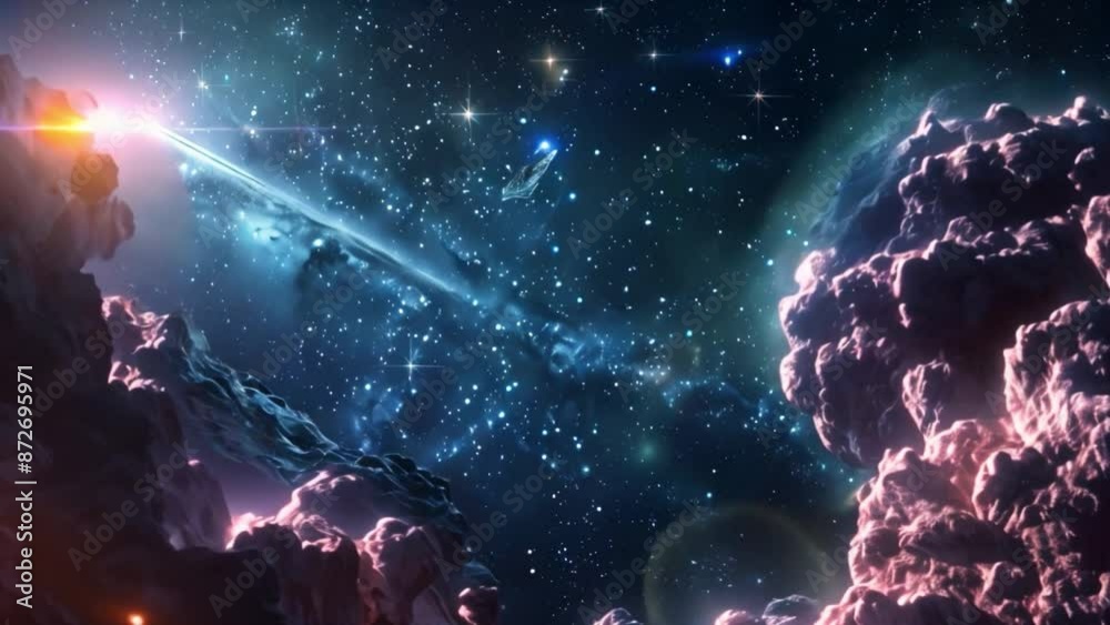 Aufkleber this colorful view of a star field with asteroids. space background