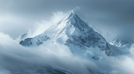 Obraz premium Snowy mountain peak in mist