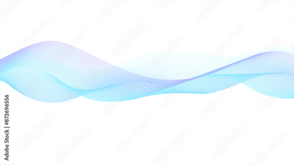 Wall mural colorful blue wave line background. abstract wave pattern background. modern flowing waves.