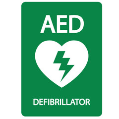 AED,automated external defibrillator aed sign with heart
