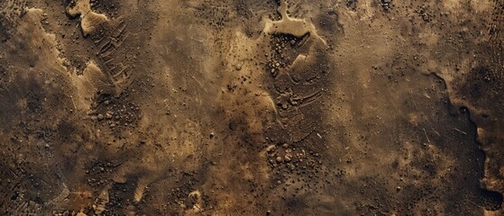 Panoramic close-up, high detail scan of footprint on a garden path material, Generative AI