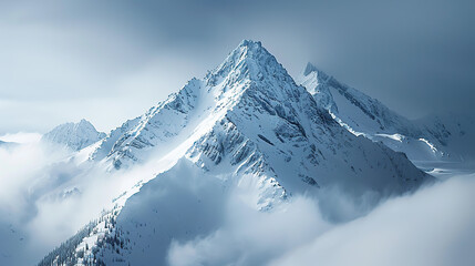 Obraz premium Snowy mountain peak in mist