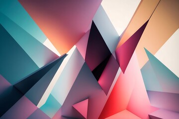 Glowing Neon Triangles on Dark Abstract Technological Background. Futuristic. Geometric. Tech. Cyberpunk. Abstract.