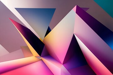 Floating Triangular Fragments in Surreal Abstract Landscape. Dreamlike. Geometric. Disintegration. Artistic. Surreal.