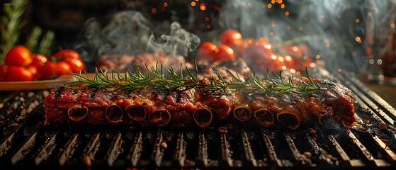 Photo realistic cooking class: High resolution image of grilling session with glossy backdrop highlighting barbecue skills and techniques