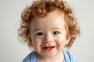 Naklejka premium close up of little baby on white background