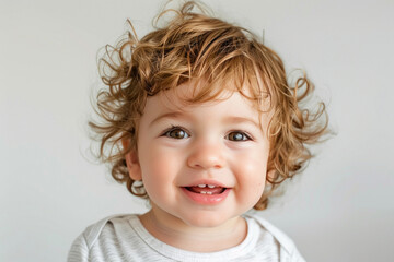 Fototapeta premium close up of little baby on white background