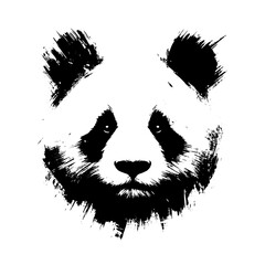panda in illustration in brush stroke painting,