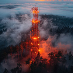 Obraz premium Telecommunication or radio antenna tower