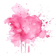 Abstract pink watercolor splash blob isolated on transparent background	