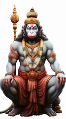 Fototapeta premium lord hanuman sitting on white background