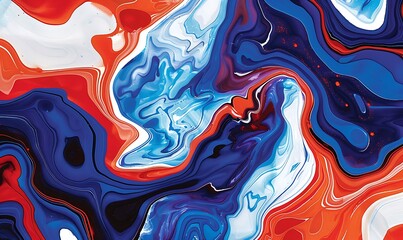 Obraz premium Abstract Swirling Blue and Red Paint