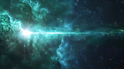 Fototapeta premium Vibrant Neon Laser Emanation Surging Through Cosmic Dark Background