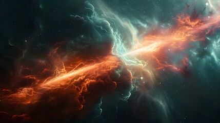 Dazzling Laser Emanation Envelops the Cosmic Canvas in a Fiery Spectacle of Light