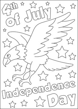 eagle 4th of July coloring book page
