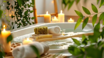 Elegant Boho Bathroom with Minimalist Wooden Vanity
