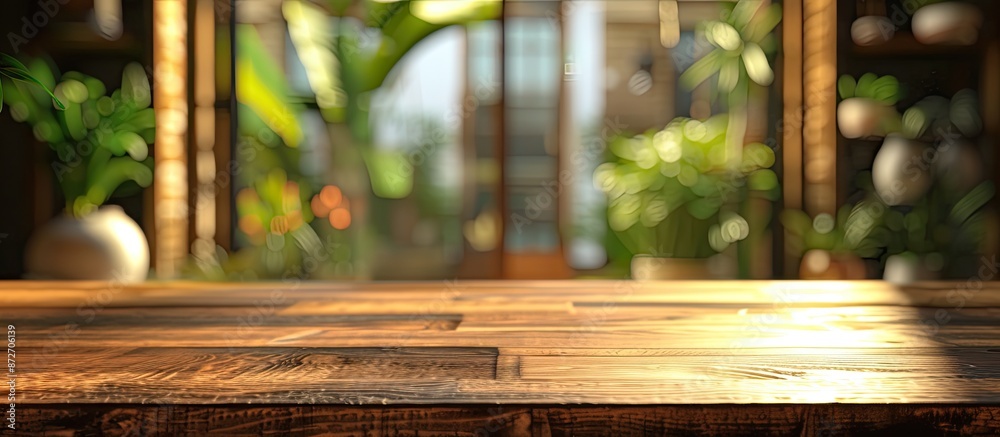 Aufkleber Table Top And Blur Interior of The Background. with copy space image. Place for adding text or design