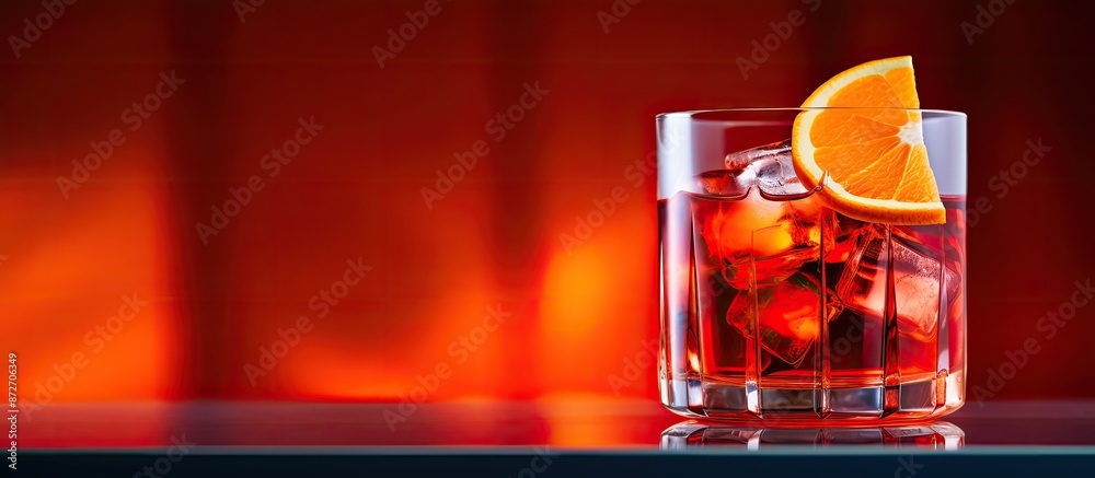 Aufkleber a delicious negroni cocktail displayed on a bright background with ample copy space image.
