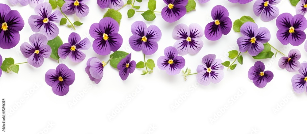 Leinwandbilder seamless pattern with viola flowers on a white background with copy space image.