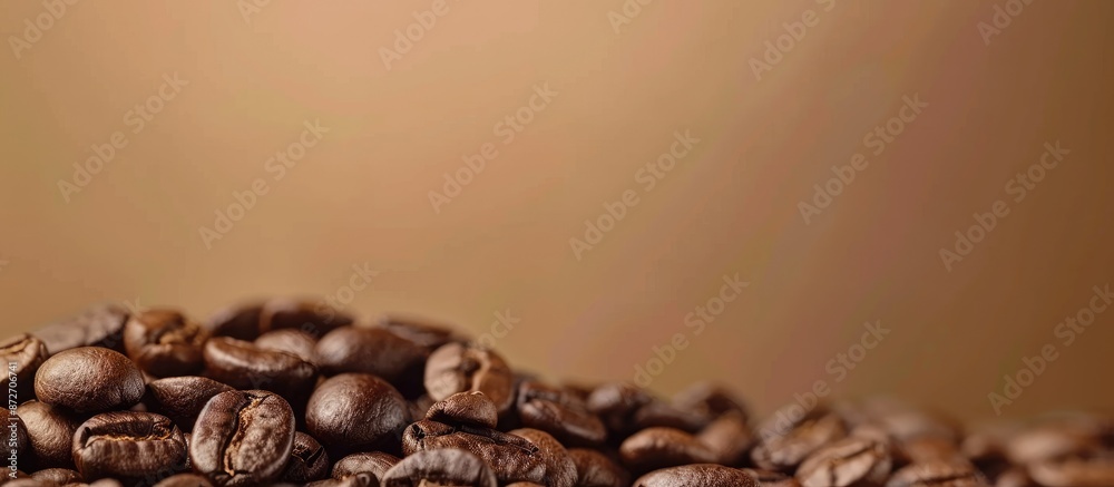 Poster Coffee beans in a brown hue set against a backdrop ideal for adding text or images - a perfect copy space image.