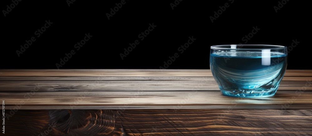 Aufkleber wooden table with a bowl of transparent water displayed, allowing for text in the copy space image.