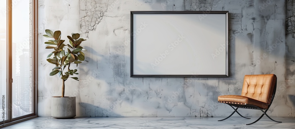 Fototapete blank frame with wall in gallery. with copy space image. place for adding text or design