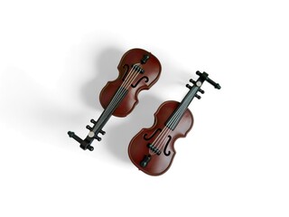 Fototapeta premium Miniature of two violins on a white background