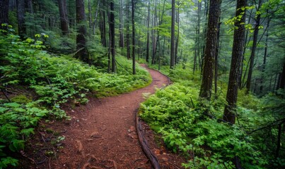 Fototapeta premium A scenic hiking trail through a lush forest