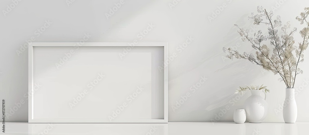 Aufkleber white modern photo frame isolated on white background. with copy space image. place for adding text 