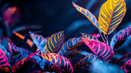 Neon Leaves in a Dark Setting
