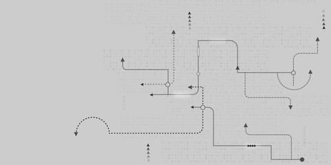 Hi-tech vector illustration with various technology elements. Abstract grey, white futuristic electronic circuit technology background.