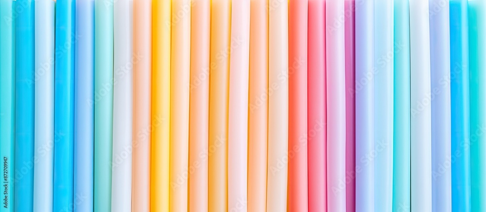 Poster colorful plastic drinking straws arranged on a bright background with room for text. ideal for copy 
