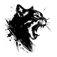 Obraz premium cat in illustration in brush stroke painting,