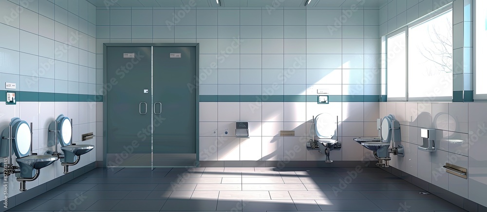 Poster public disabled toilet in  building of the University.  design for people with disability. with copy space image. Place for adding text or design