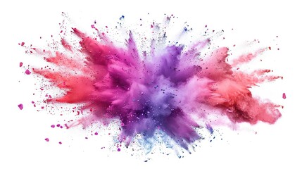 Vibrant Colorful Powder Explosion on White Background. Bright Paint Splash and Dynamic Color Dust Burst as a Design Element for Graphic and Decorative Art.