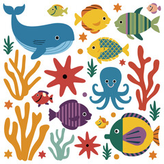 Obraz premium set of sea animals