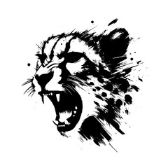 Obraz premium Cheetah in illustration in brush stroke painting,